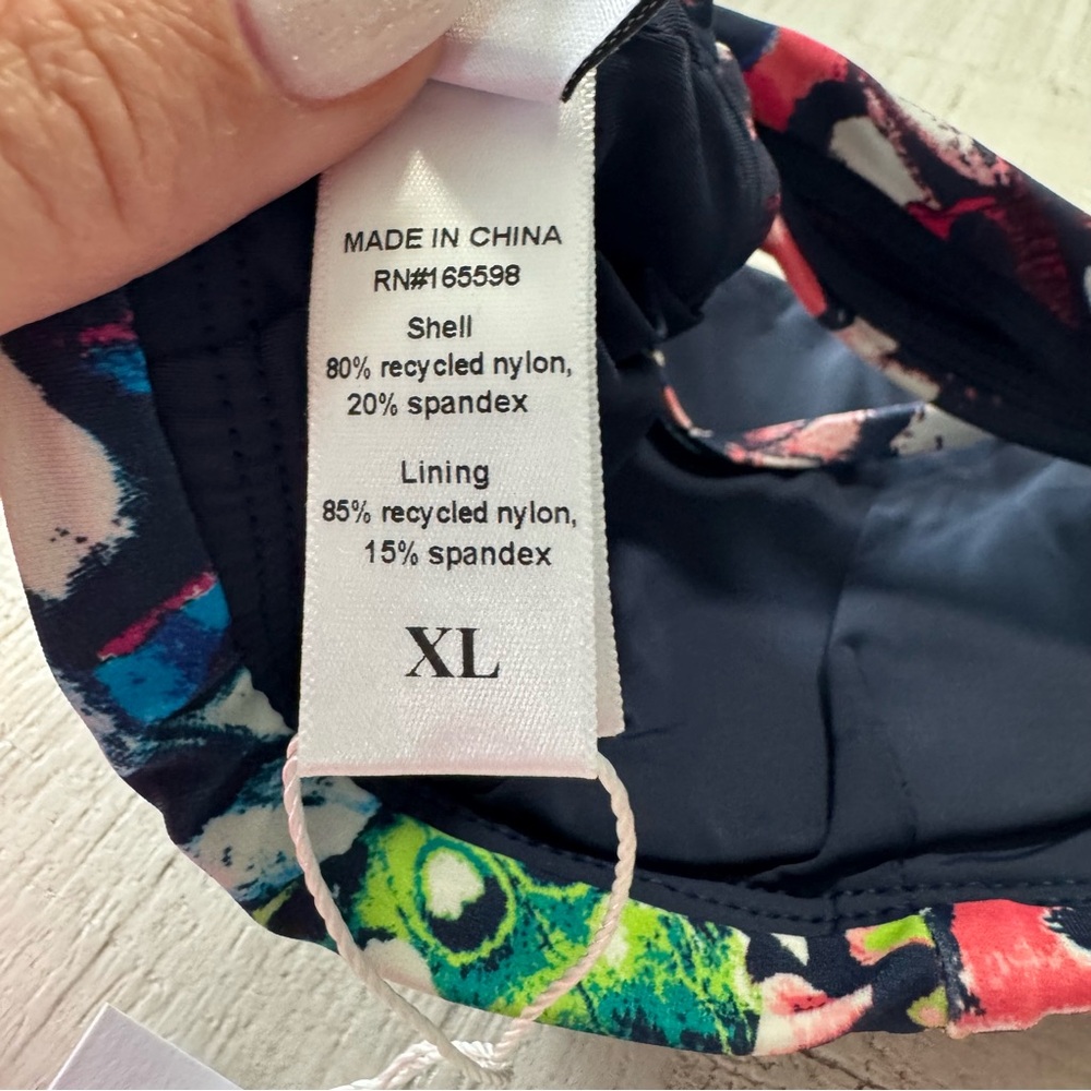 Andie Multicolor Scoop Bikini Top - Navy, Pink, Green, Blue - Picture 9 of 13